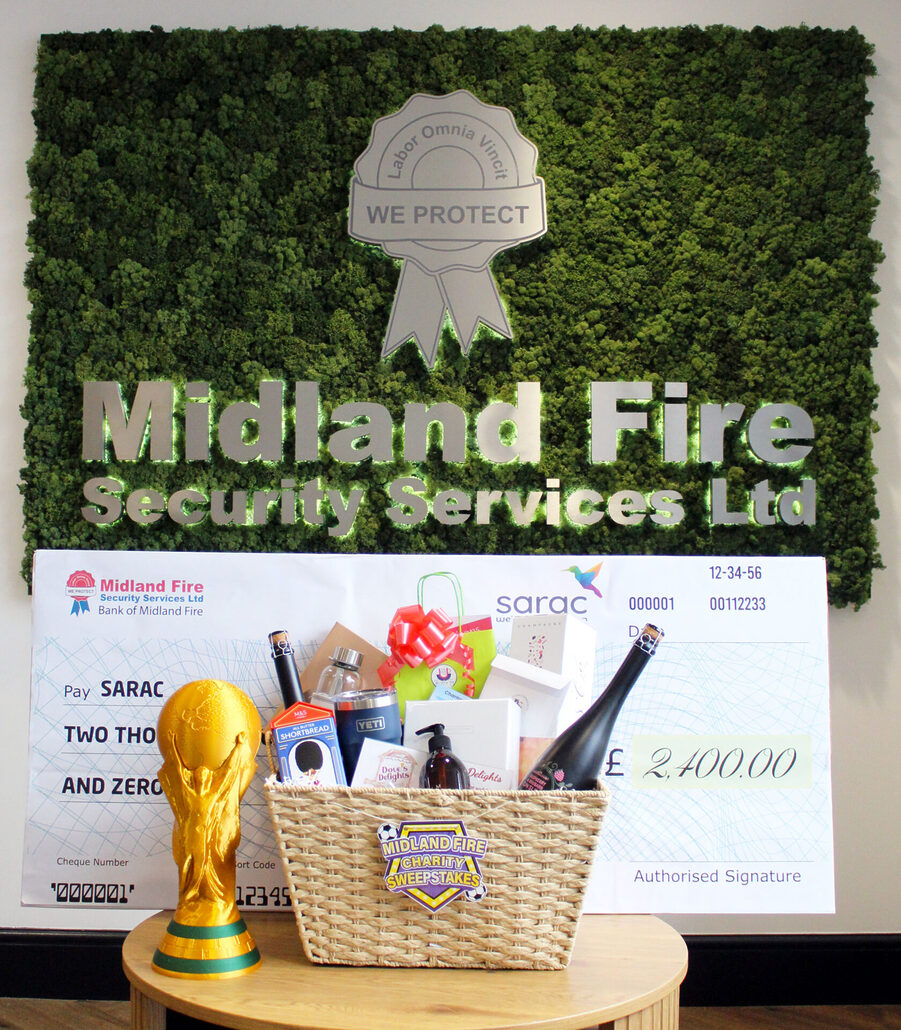 midland fire sarac charity donation and sweepstake winners hamper midland fire sarac charity donation